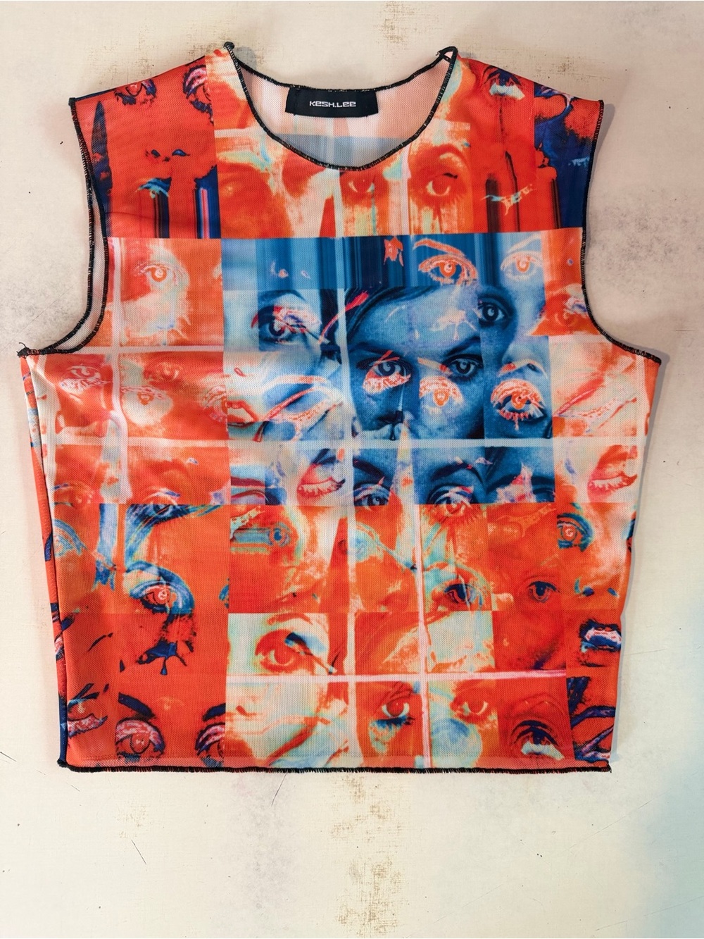 Keshlee Orange & Blue Graphic Tank Top